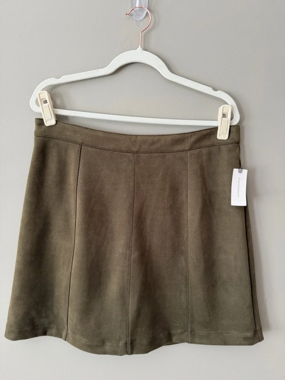 Anthropologie Olive Green Suede-Look Circle Skirt - Picture 1 of 4